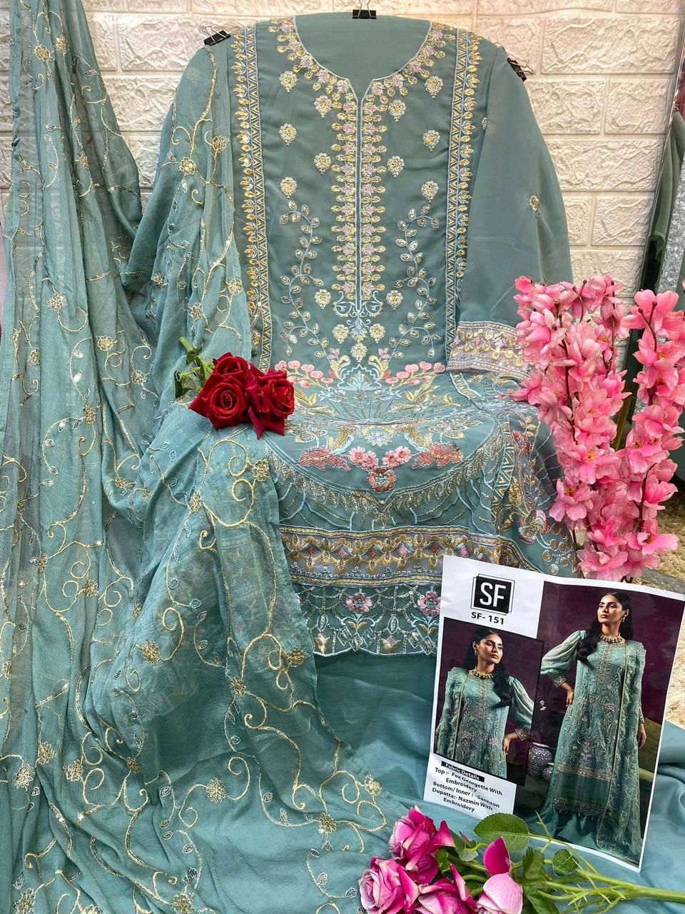 Vardan Ethnic Sf 151 Faux Georgette Wholesale Pakistani Salwar Suit — Wholesale Salwar Suits, MPA wholesale from Surat - Gallery Image 2